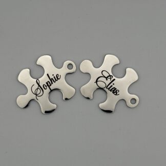 Personalisierte Puzzleteil-Anhänger aus Edelstahl – 2-teiliges Set
