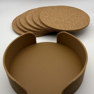 Personalisierte Kork Untersetzer 6er-Set mit Gravur – 100 mm inkl. Halter
