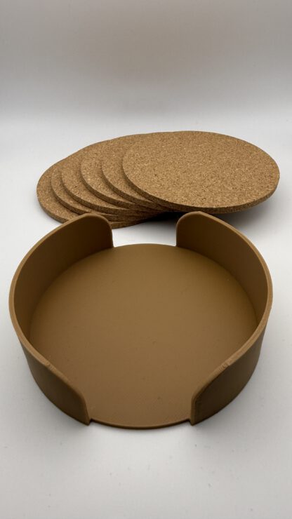 Personalisierte Kork Untersetzer 6er-Set mit Gravur – 100 mm inkl. Halter